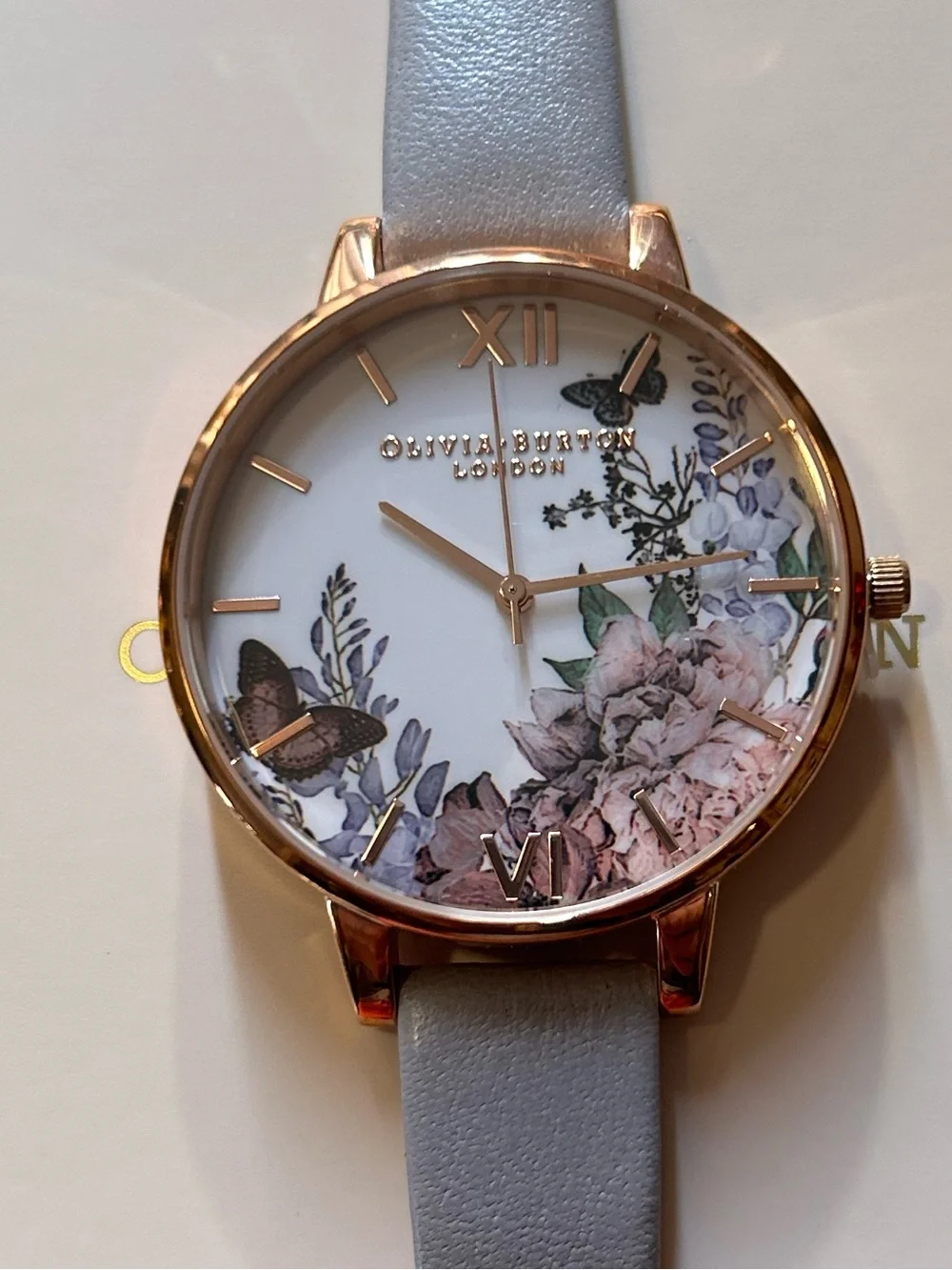 Olivia Burton Winter Garden Watch With 38mm White Floral Face & Leather Band
